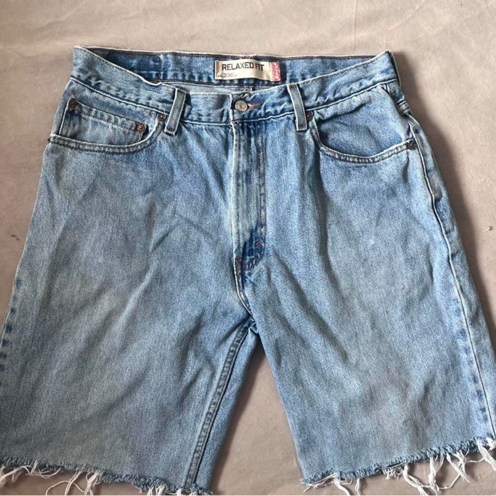 Levi's Blue Jean Shorts Frayed Hem Casual